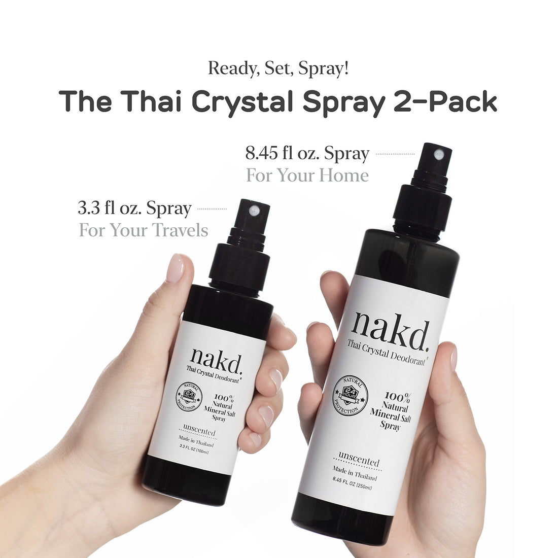 Carry-on size natural deodorant spray for travel