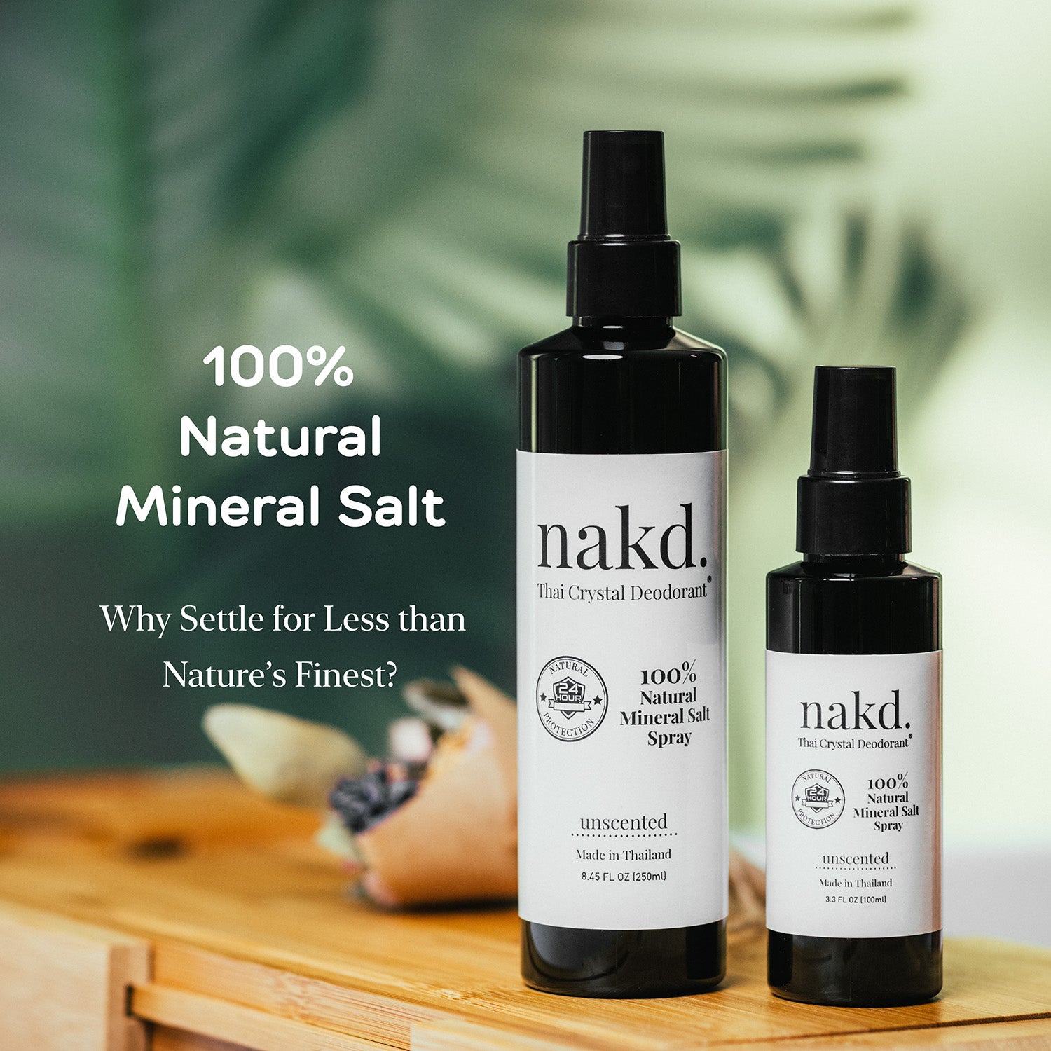 nakd. Thai Crystal Deodorant Spray – 2 Salt Deodorant Crystal Sprays – All  Natural and Unscented Aluminum Free Deodorant for Women by Vasarii